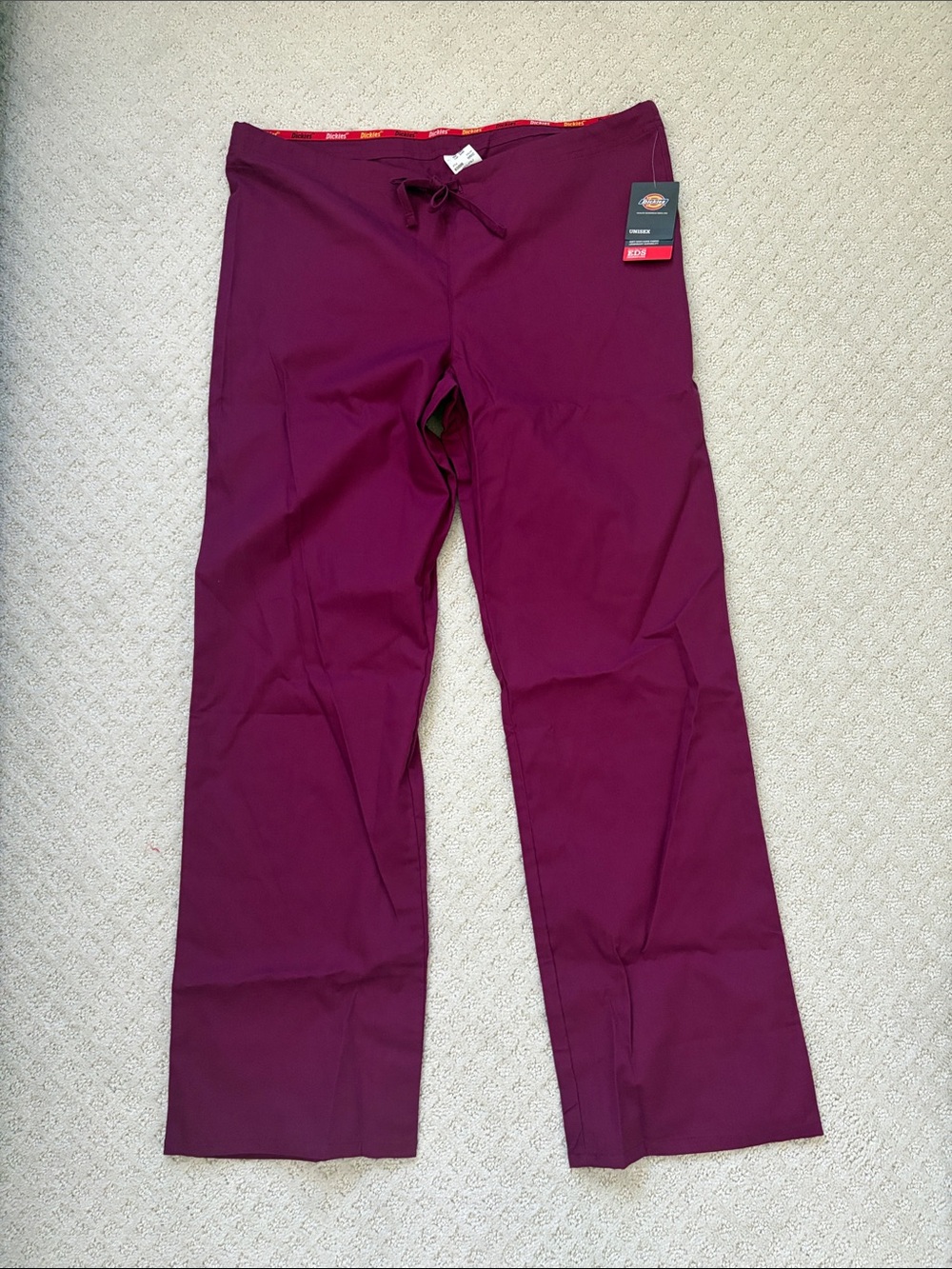 Dickies Unisex Burgundy Drawstring Scrub Pants